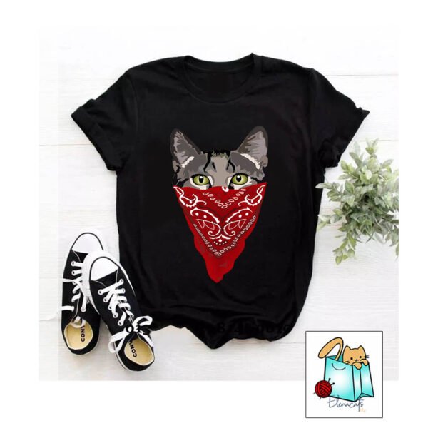 CAMISETA DE MUJER GATO CON PAÑOLETA - Imagen 3