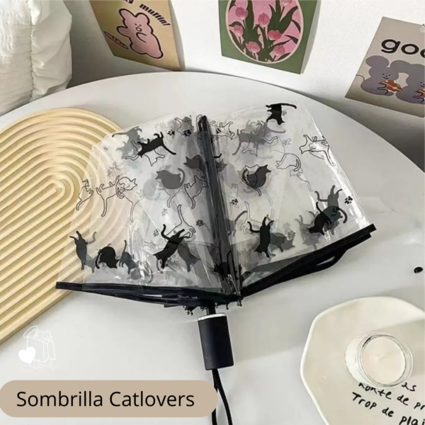 SOMBRILLA TRANSPARENTE CON DISEÑO DE GATO - Imagen 3
