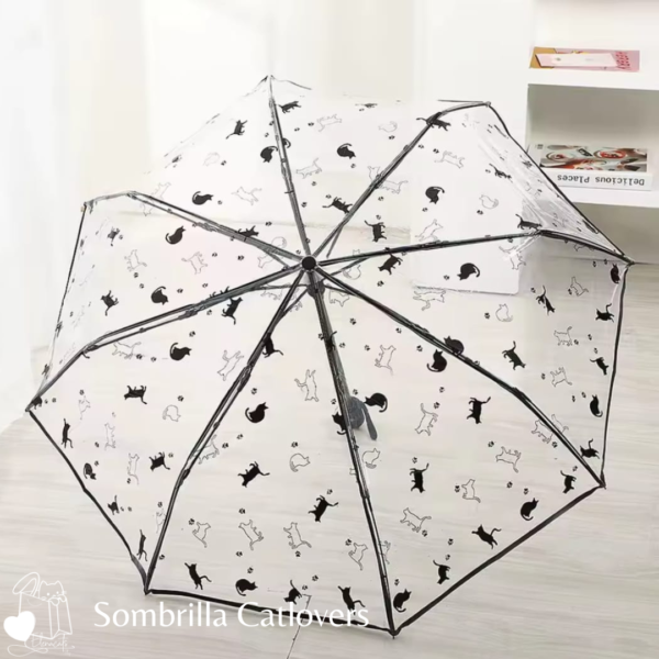 SOMBRILLA TRANSPARENTE CON DISEÑO DE GATO - Imagen 2
