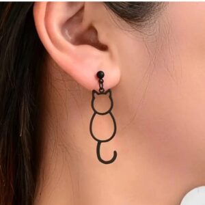 ARETES SILUETA DE GATO NEGRO