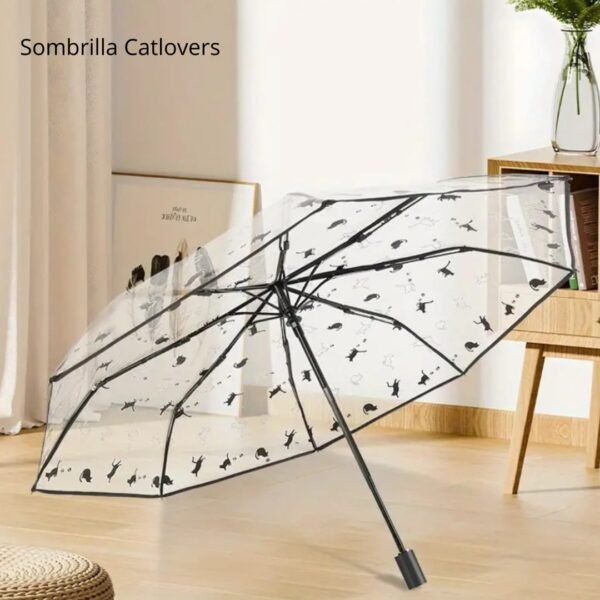 SOMBRILLA TRANSPARENTE CON DISEÑO DE GATO