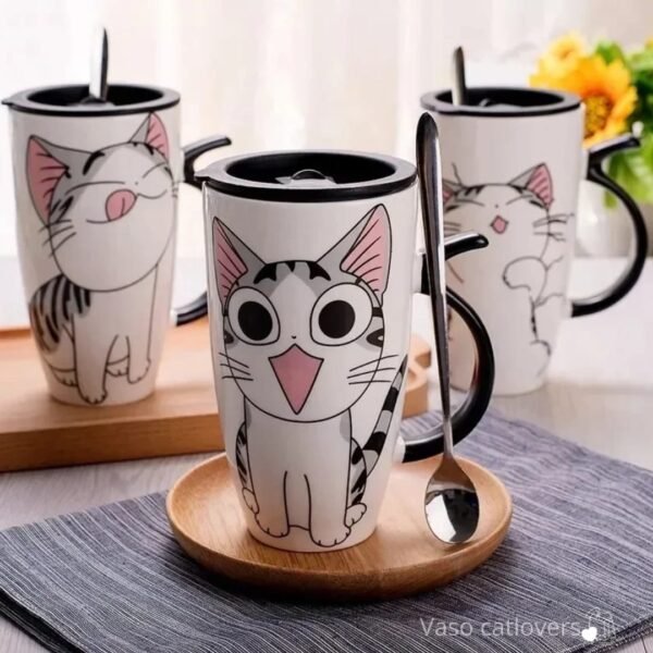 VASO CON DISEÑO DE GATO