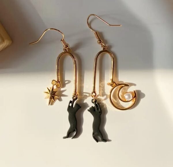 ARETES DISEÑO GATO NEGRO