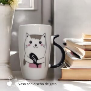 VASO CON DISEÑO DE GATO