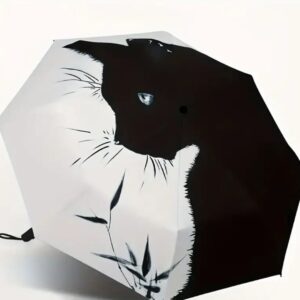 SOMBRILLA CON DISEÑO DE GATO NEGRO