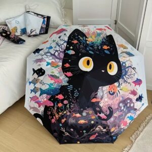 SOMBRILLA CON DISEÑO DE GATO Y COLORES
