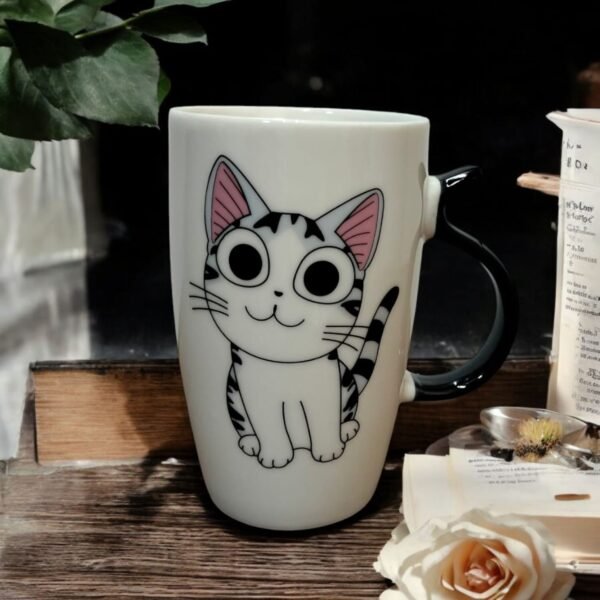 VASO BLANCO CON DISEÑO DE GATO
