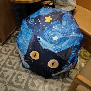 SOMBRILLA CON DISEÑO DE GATO AZUL