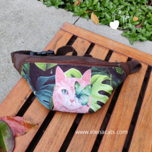 RIÑONERA  CON DISEÑO DE GATO MARIPOSA