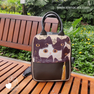 BOLSO MEDIANO MARRON VARIOS GATOS