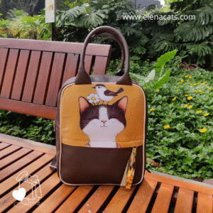 BOLSO MEDIANO CAFE GATO Y PAJARITO