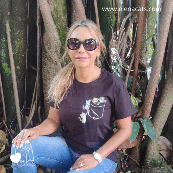 CAMISETA ALGODON GATOS EN BOLSILLO - Imagen 3