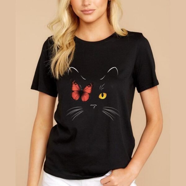CAMISETA ALGODON GATO MARIPOSA - Imagen 2