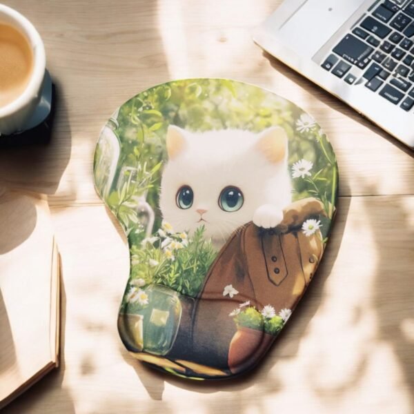 PAD MOUSE CON DISEÑO DE GATO Y FLORES
