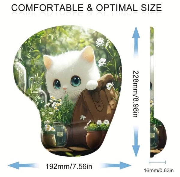 PAD MOUSE CON DISEÑO DE GATO Y FLORES - Imagen 2