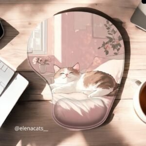 PAD MOUSE CON DISEÑO DE GATO ROSA