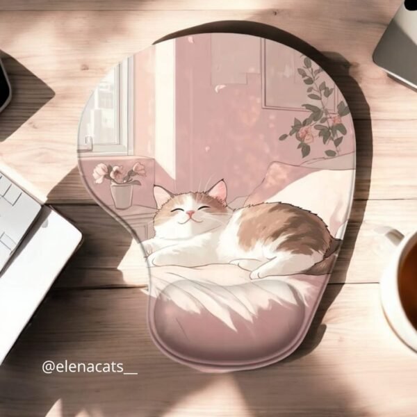 PAD MOUSE CON DISEÑO DE GATO ROSA