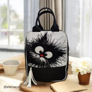 PREVENTA BOLSO DE MANO GATO DESPEINADO BORDE BLANCO