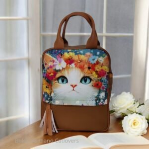 BOLSO DE MANO GATO PRINCESA CAFÉ