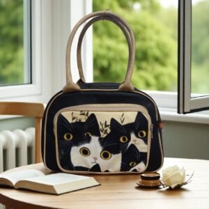 BOLSO CARTERA GATOS NEGROS Y BLANCOS
