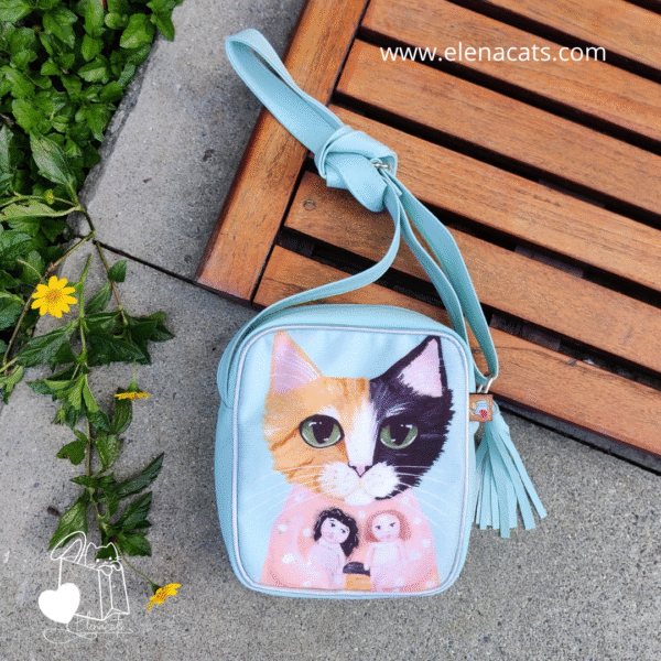 BOLSO DE MANO GATO NARANJA Y NEGRO