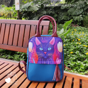 BOLSO MEDIANO AZUL GATO FLORES