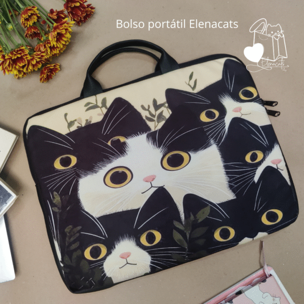 bolso para portátil con diseño de gato