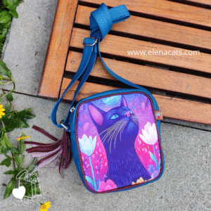 BOLSO DE MANO GATO FLOREZ BLANCAS
