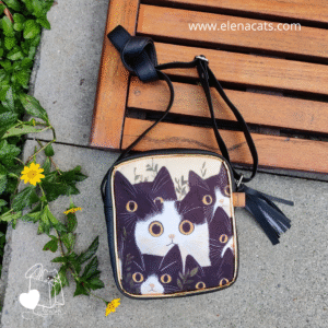 BOLSO DE MANO GATOS NEGROS Y BLANCOS