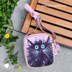 BOLSO DE MANO GATO ERIZADO OJOS AZULES
