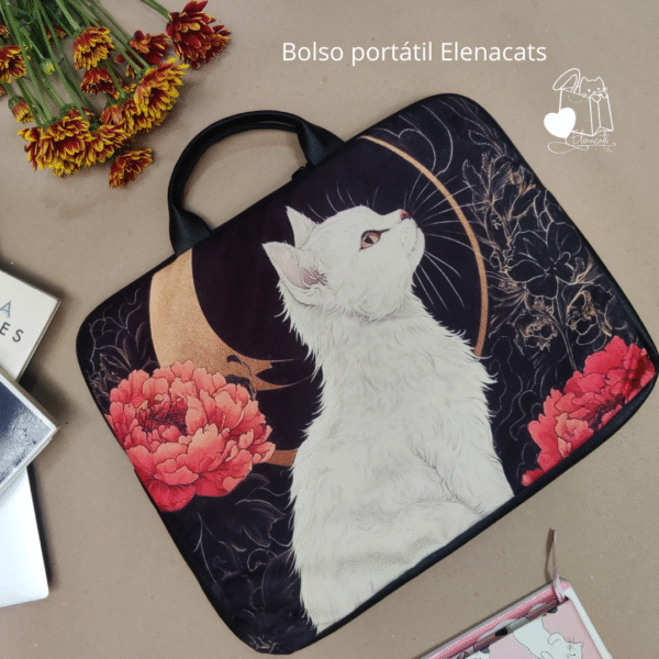 Bolso portatil con diseño de gato