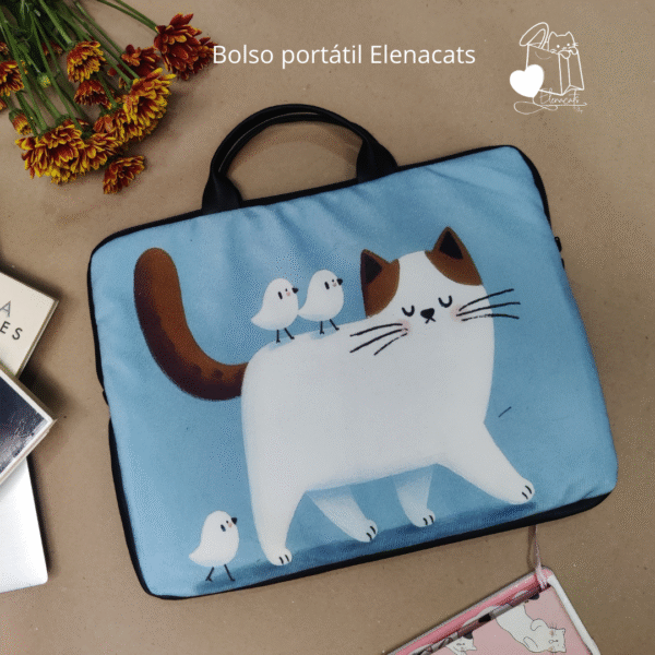 Bolso portatil con diseño de gato