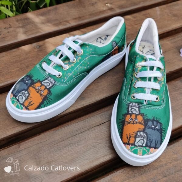 ZAPATOS/TENIS DE MUJER VERDES FAMILIA GATOS - Imagen 3