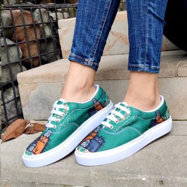 ZAPATOS/TENIS DE MUJER VERDES FAMILIA GATOS - Imagen 4