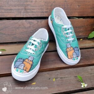 ZAPATOS/TENIS DE MUJER VERDES FAMILIA GATOS