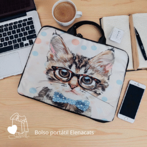 bolso para portátil con diseño de gato