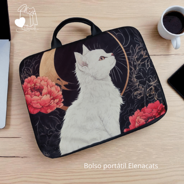 bolso para portátil con diseño de gato