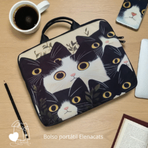 bolso para portátil con diseño de gato
