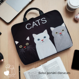 bolso para portátil con diseño de gato