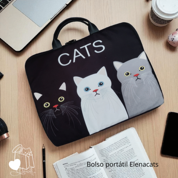 bolso para portátil con diseño de gato