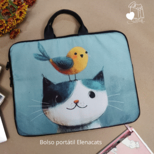 bolso para portátil con diseño de gato