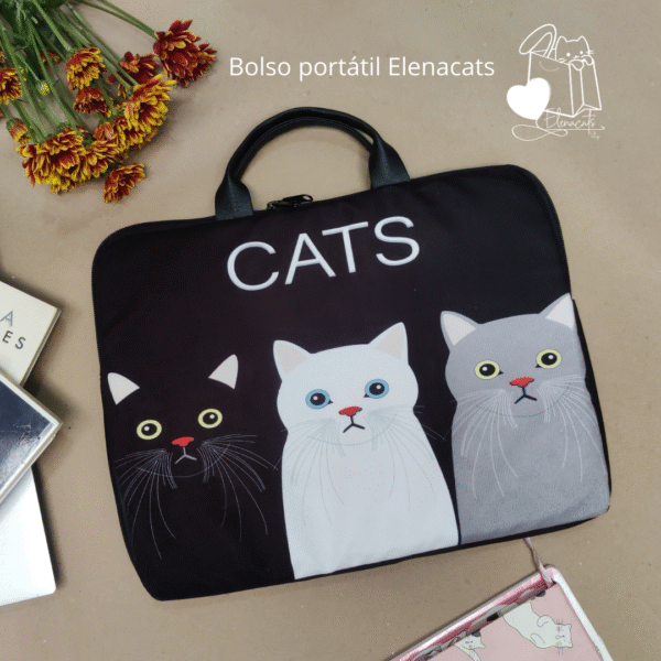 bolso para portátil con diseño de gato