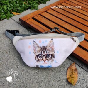 RIÑONERA  CON DISEÑO DE GATO CON GAFAS