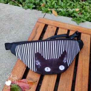 RIÑONERA  CON DISEÑO GATO DE RAYAS