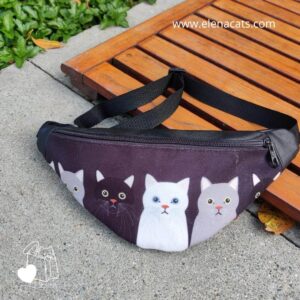 RIÑONERA  CON DISEÑO DE 4 GATOS