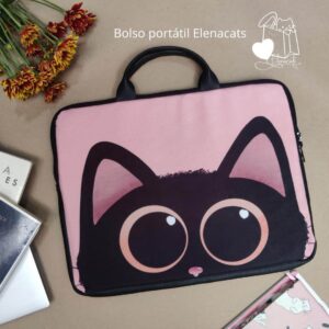BOLSO PARA PORTATIL OJITOS DE GATO