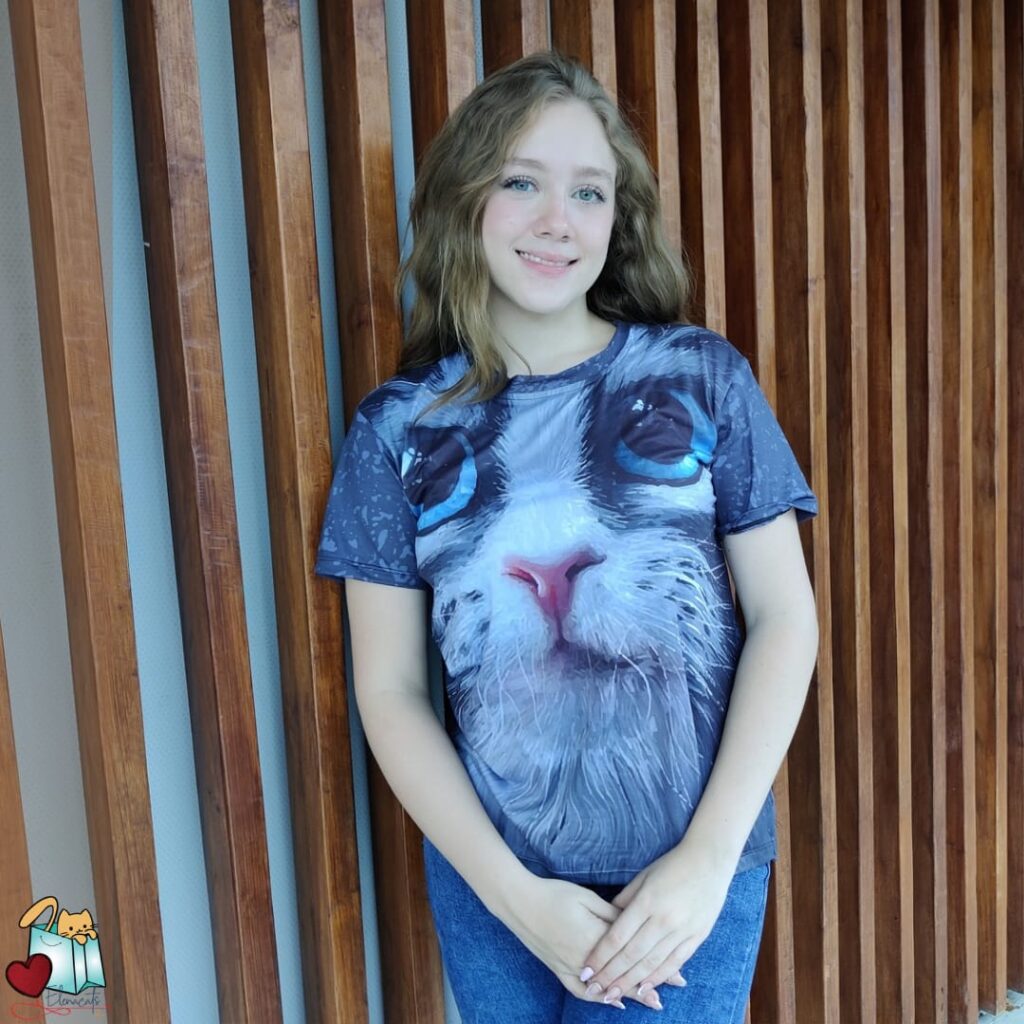 Camiseta De Mujer Carita De Gato