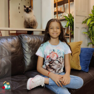 Camiseta Niña Gato Flores