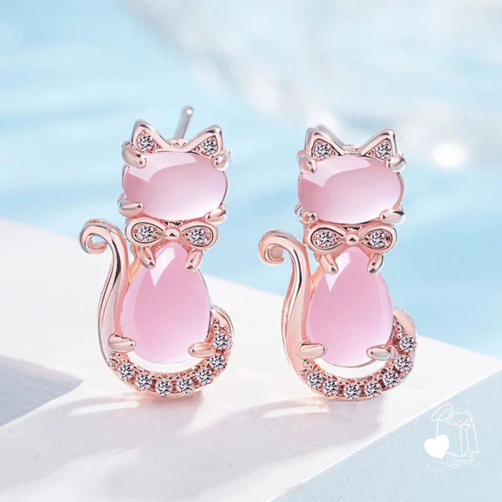 Aretes Gato Rosa
