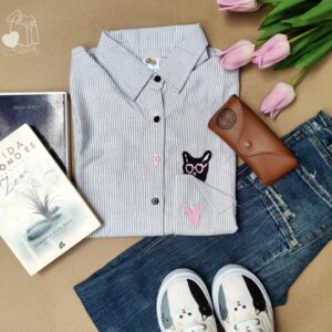 Camisa De Mujer Rayas Azul Claro